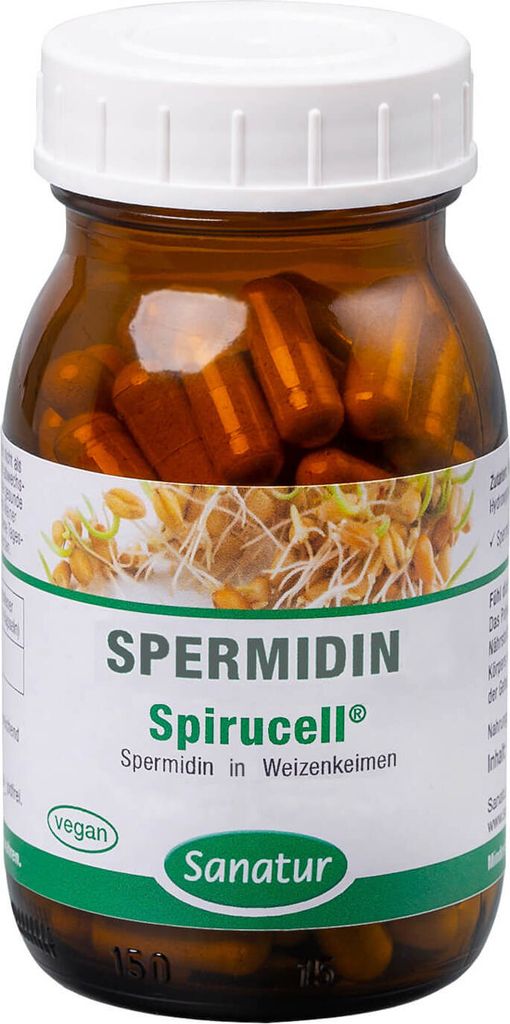 Sanatur Spermidin Spirucell | 60 Kapseln | mit Weizenkeimpulver | vegan