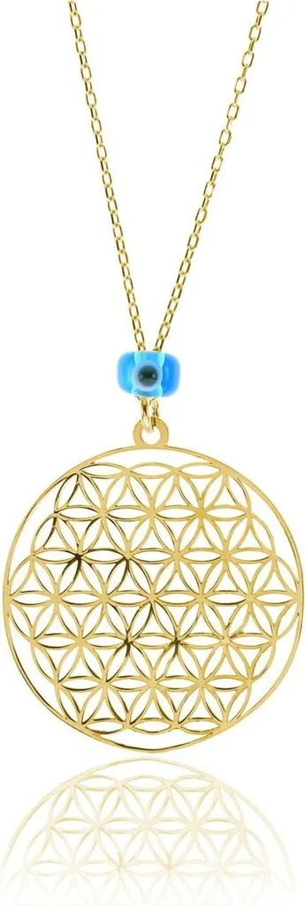 Bijou Collier en Argent avec Pendentif Spirituel Fleur de Vie et Nazar