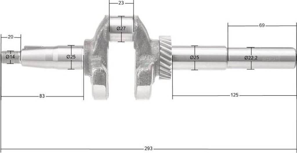Klikový hřídel motoru Rato RV225 22,2 mm 13300-Z390510-0000 Obrázek produktu 