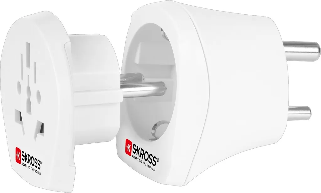 SKROSS 73577 Adaptateur Voyage World to India Type D Blanc Prise Terre