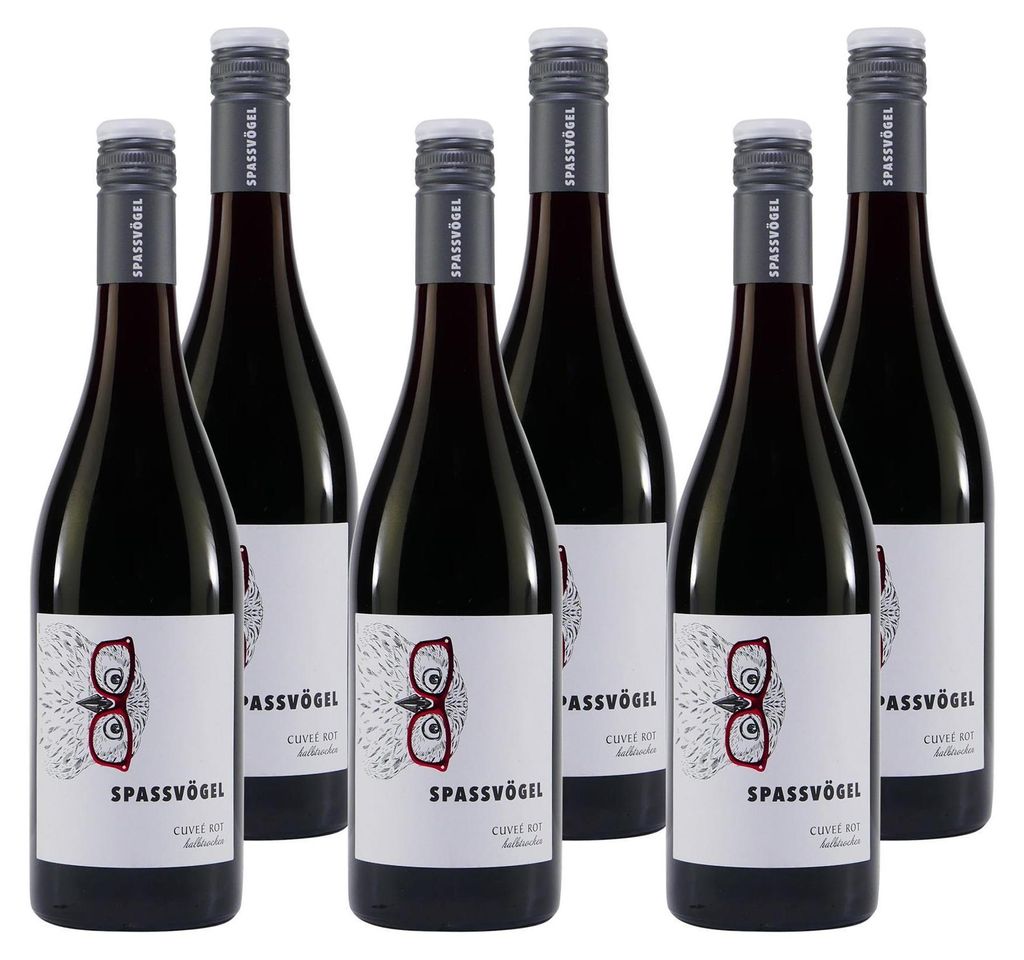 Spassvögel Cuveé Rot -halbtrocken- (6 x 0,75L) Produktbild 