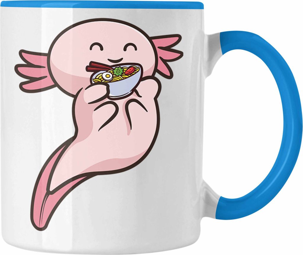 Trendation - Axolotl Tasse Grafik Lustig Geschenkidee Schwanzlurch Tiere Geschenk Ramen (Blau)
