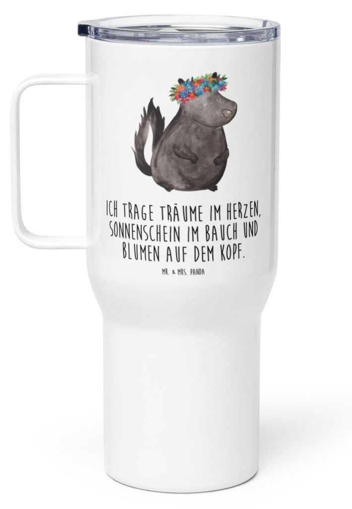 Mr. & Mrs. Panda Autobecher Stinktier Mädchen - Weiß - Geschenk, Skunk, Jumbo Becher, Namaste, Thermos-Becher, thermosbecher, To-Go-Becher, Raubt...