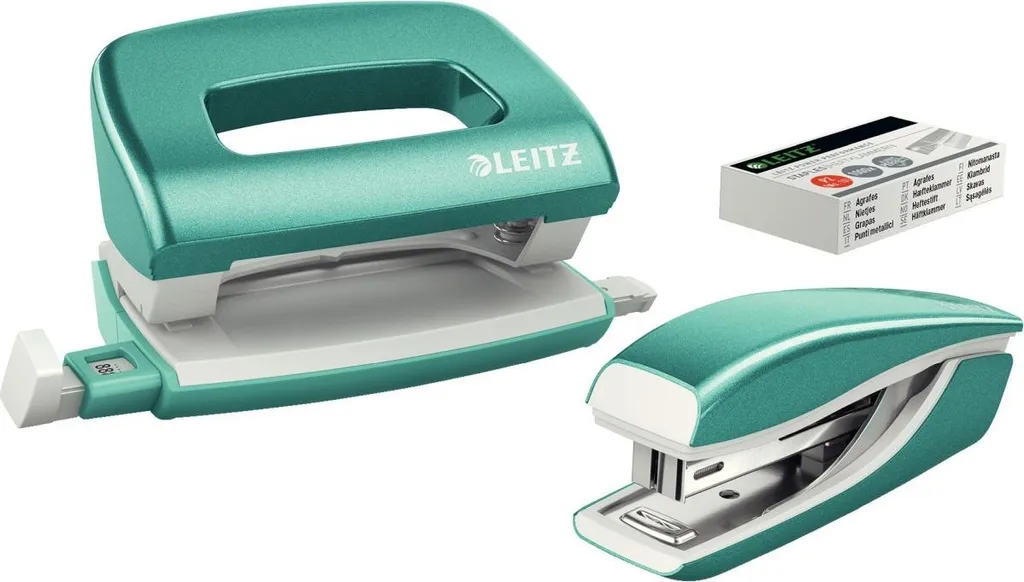 Set Leitz 5561-20-51 WOW: Mini Perforatore e Cucitrice per Casa e Ufficio