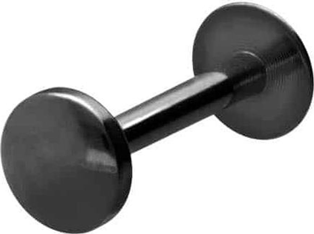 Ohrpiercing, Nasenpiercing Titan Labret mit Innengewinde FLAT-DISC Schwarz Stablänge: 8mm | Discgröße: 4mm