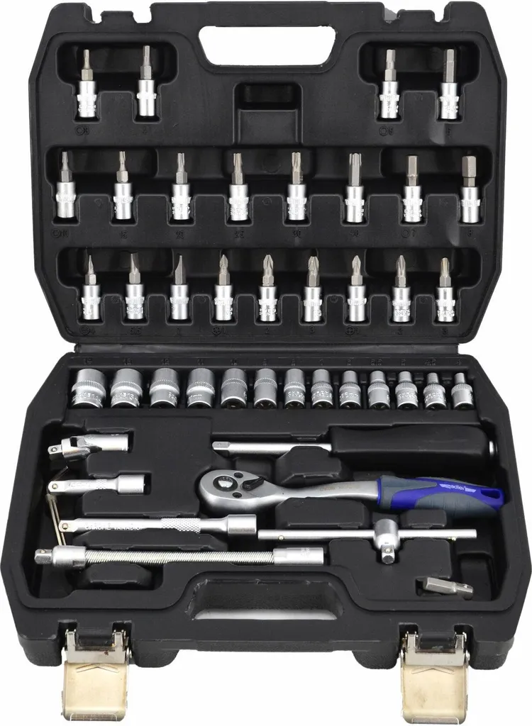 Coffret de douilles et cliquet 1/4 professionnel 43 pièces en métal