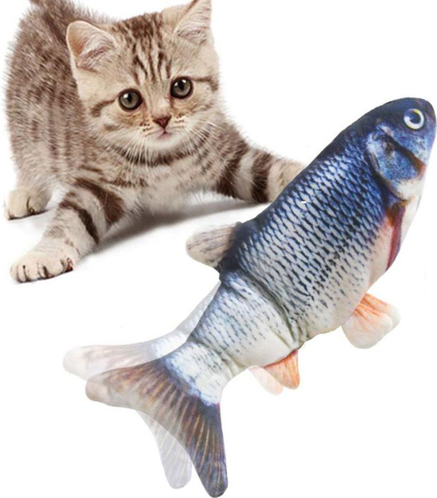 Katzenspielzeug in Form eines zappelnden Fisches mit Katzenminze, Katzenkicker, Katzenspielzeug für Hauskatzen/Haustiere/Welpen/kleine Hunde
