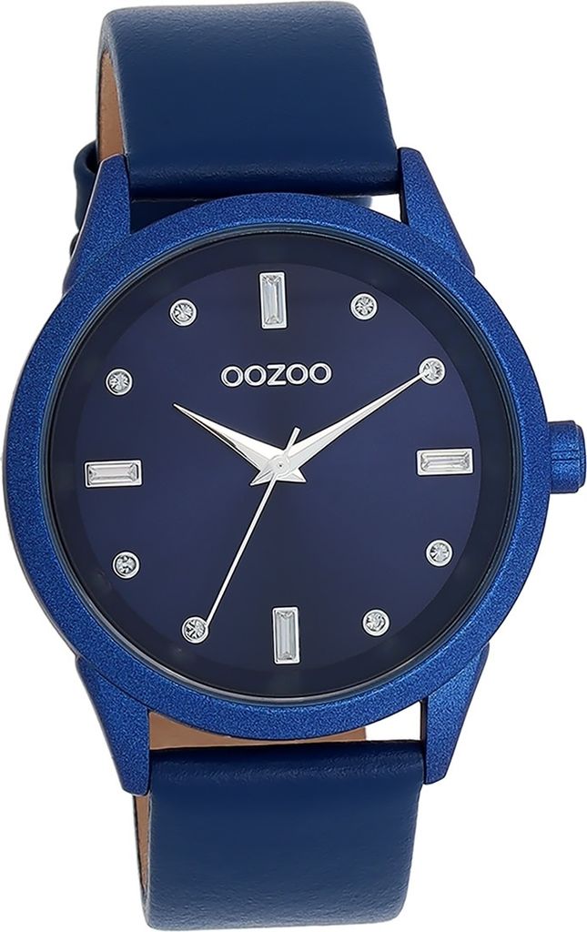 Oozoo Leder Damen Uhr Analog Quarzuhr Armband blau Timepieces D2UOC11288