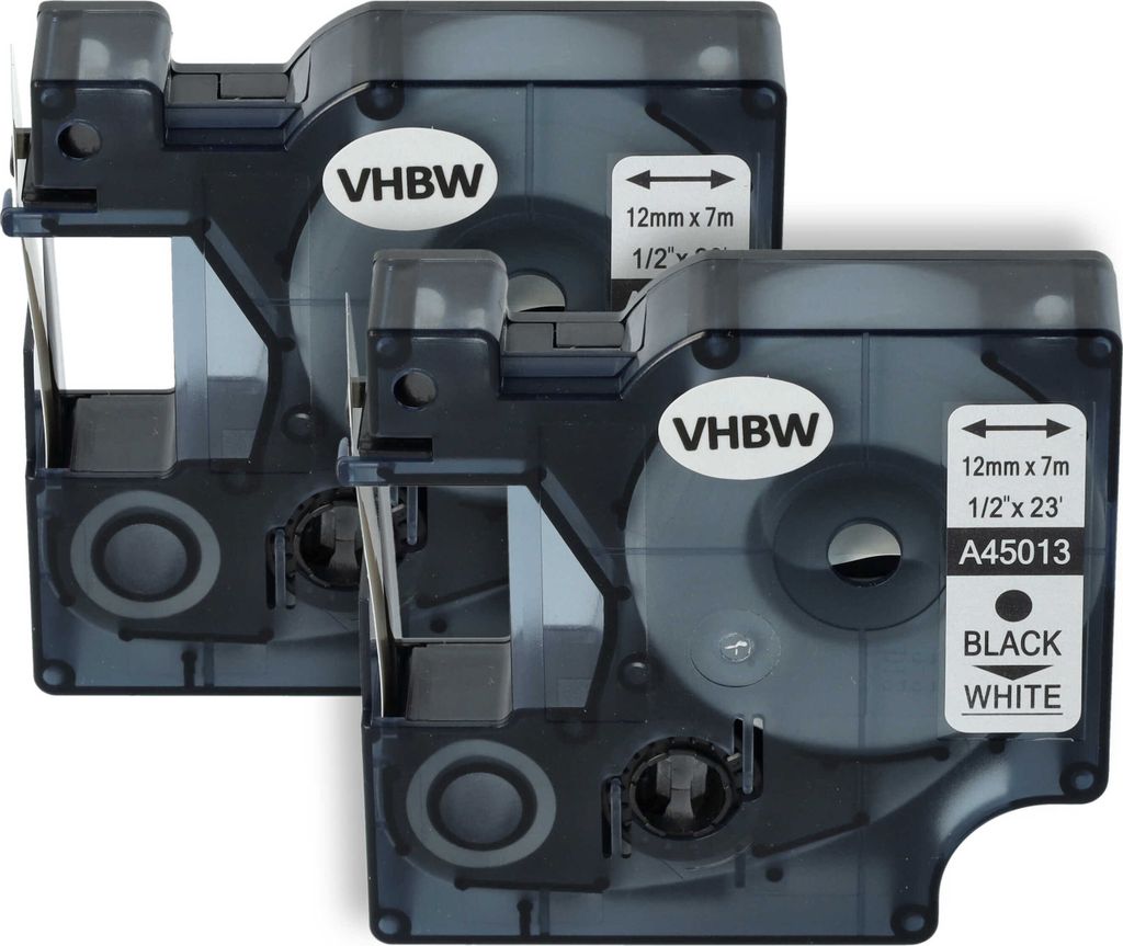 vhbw 2x Schriftband-Kassette Ersatz für Dymo S0720530, D1 für Etiketten-Drucker 7m x 12mm Schwarz auf Weiß