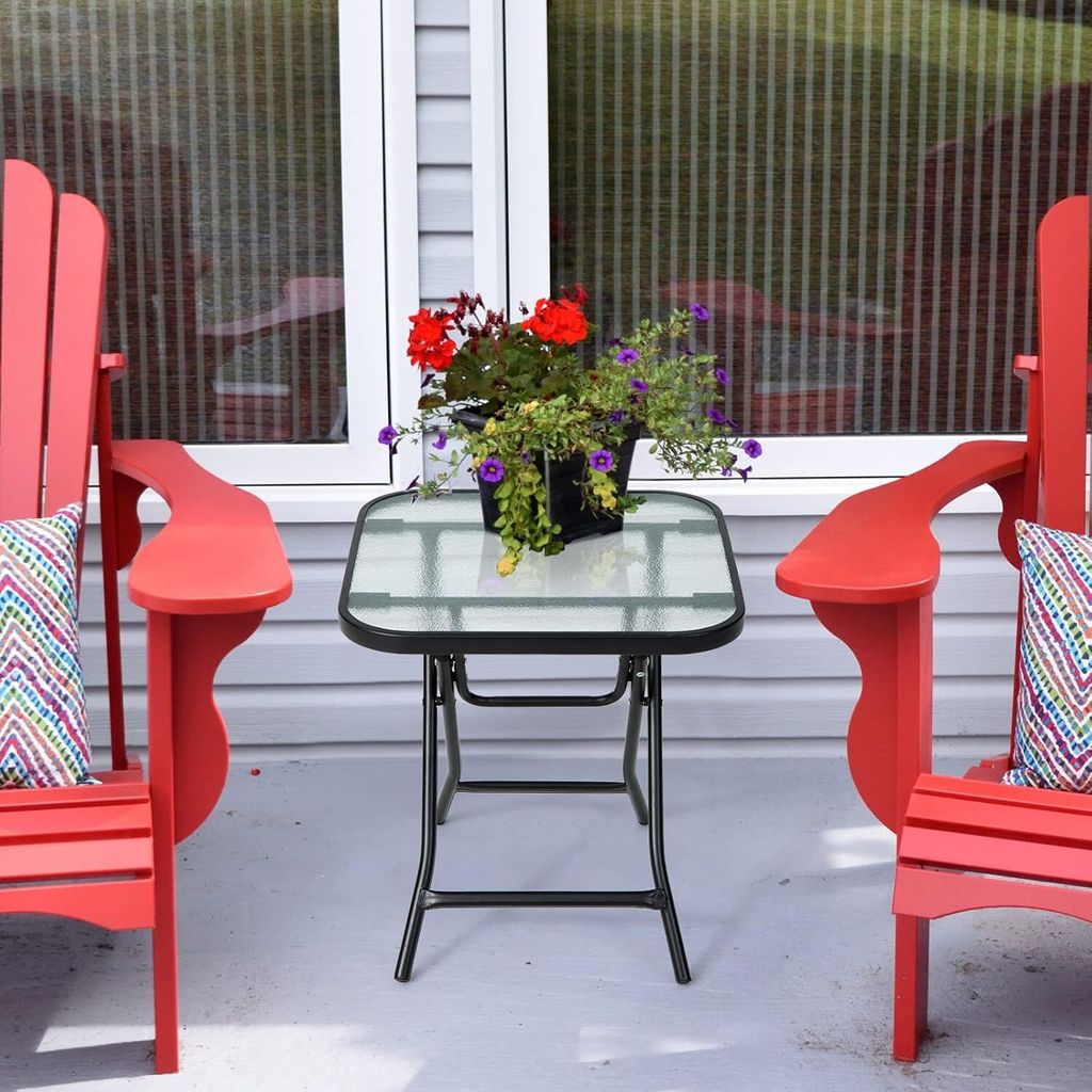 Glas-Gartentisch klappbar, Esstisch aus gehärtetem Glas, Produktbild 6