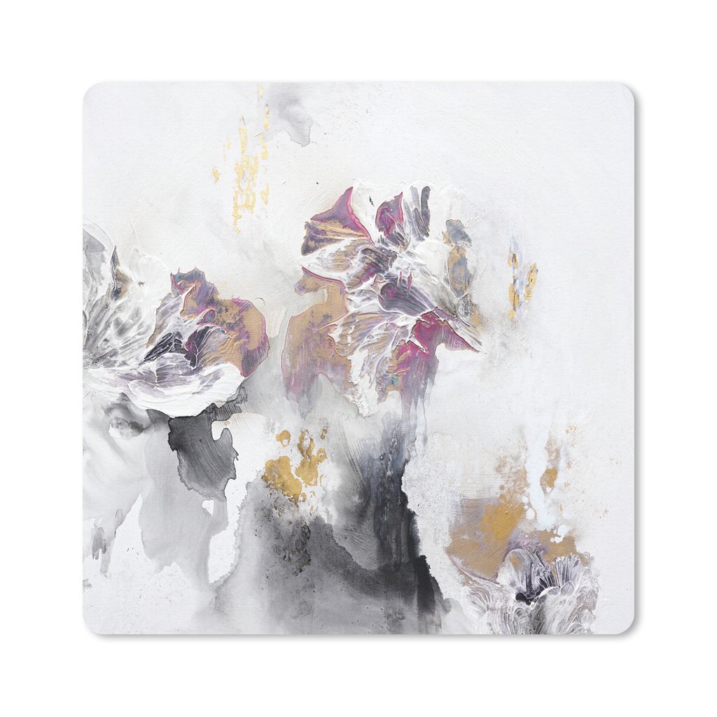 MuchoWow Mauspad Mousepad Farbe - Farben - Weiß - Abstrakt- Gold 20x20 cm - Mousepads - Maus Mat - Pad - Mausunterlage - Desk Mat - Bureauartikeln