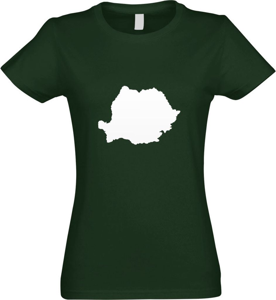 Kiwistar - T-Shirt tailliert - Damen - flaschengrün - Rumänien Umriss Kontur - mit Motiv Bedruckt - Funshirt Design - Sport - Freizeit - Damen - XL