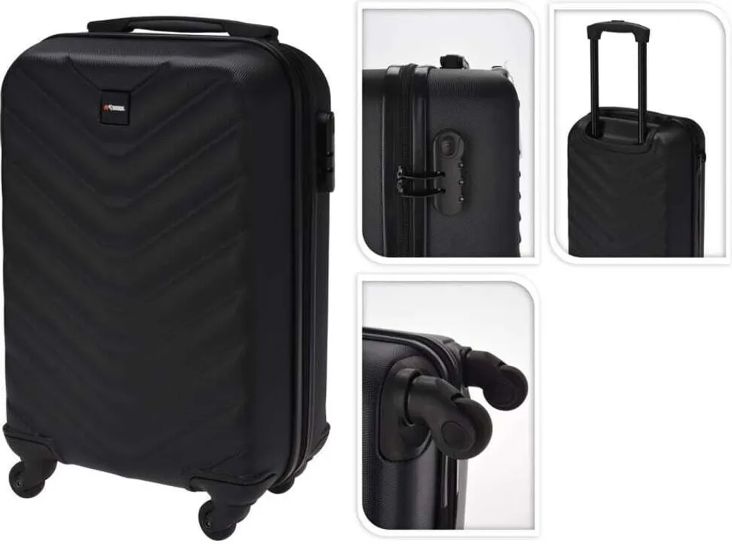 Valise Rigide ProWorld 28L Noir - Design Diamant Anti-Rayures Robuste