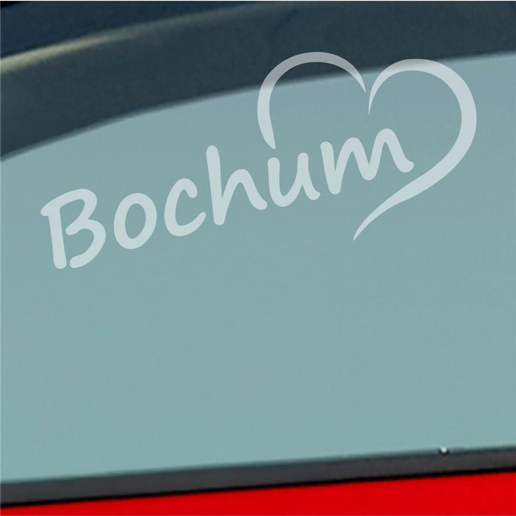 Auto Aufkleber Bochum Ruhrgebiet Herz Stadt City Love Liebe 18x8 cm Milchglas Sticker Heckscheibenaufkleber
