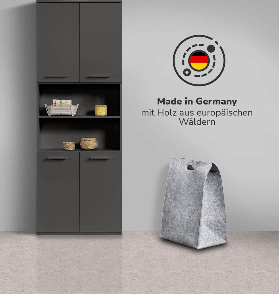 mokebo® Bad Hochschrank in Anthrazit-Schwarz 'Der Kapitän', Produktbild 3