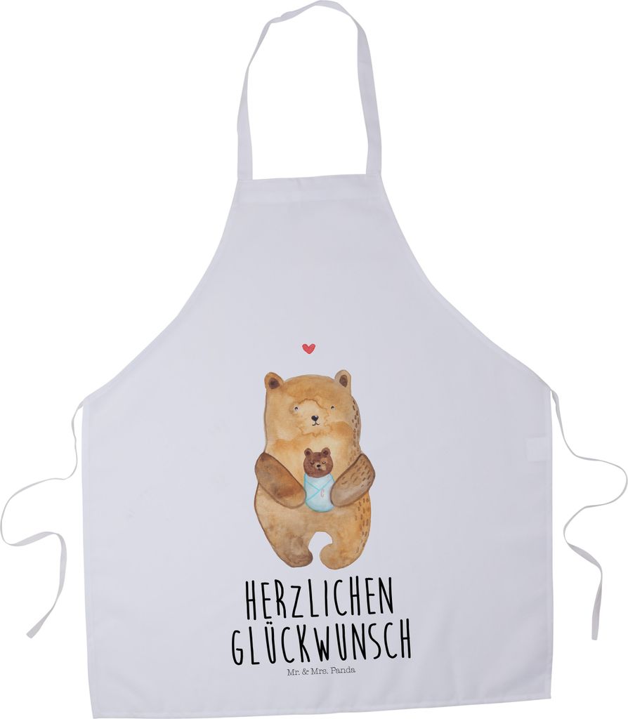 Mr. & Mrs. Panda Küchenschürze Bär Baby - Weiß - Geschenk, Geburtstag, Gastro Schürze, Enkel, Nichte, Kochschürze, Küchenzubehör, Grillsch...
