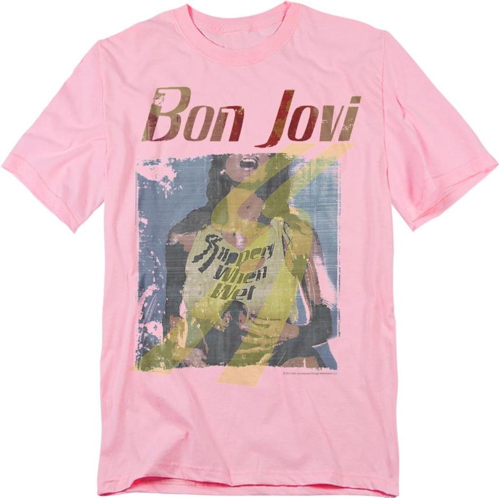 Bon Jovi - "Slippery When Wet" T-Shirt für Herren/Damen Uni TV20672 (L) (Pink)