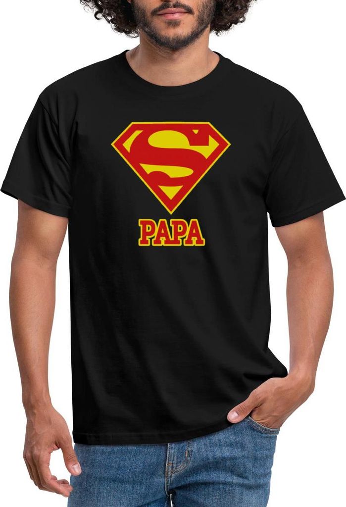 Spreadshirt DC Comics Superman Papa Superpapa Männer T-Shirt, L, Schwarz