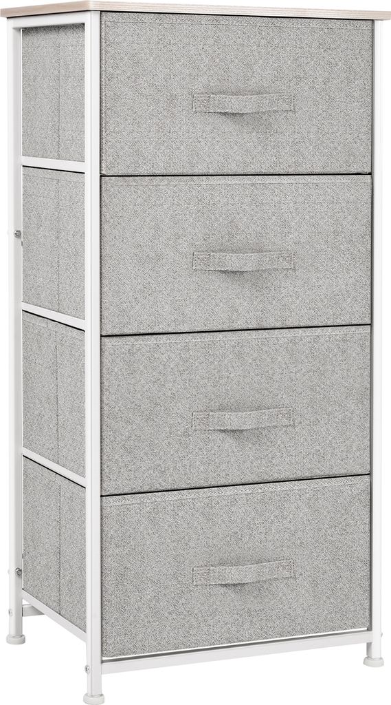 HOMCOM Kommode Organizer mit 4 Stoffschubladen, Nachttisch für Schlafzimmer, Wohnzimmer, Kleiderschrank mit Schubladen, 45 x 30 x 92 cm, Aufbewahr...