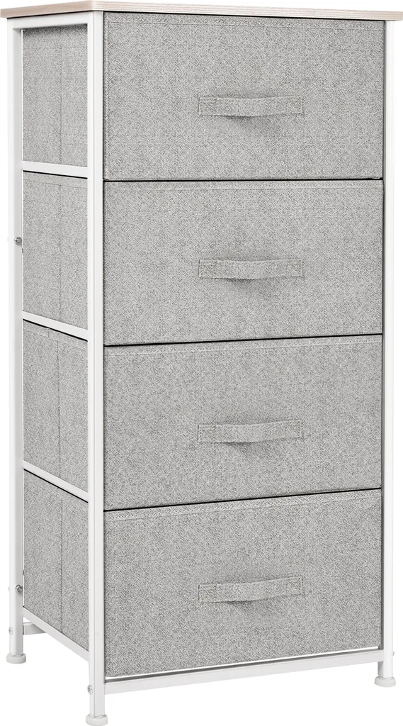 HOMCOM Commode en Tissu 4 Tiroirs Meuble de Rangement 45x30x92cm Gris