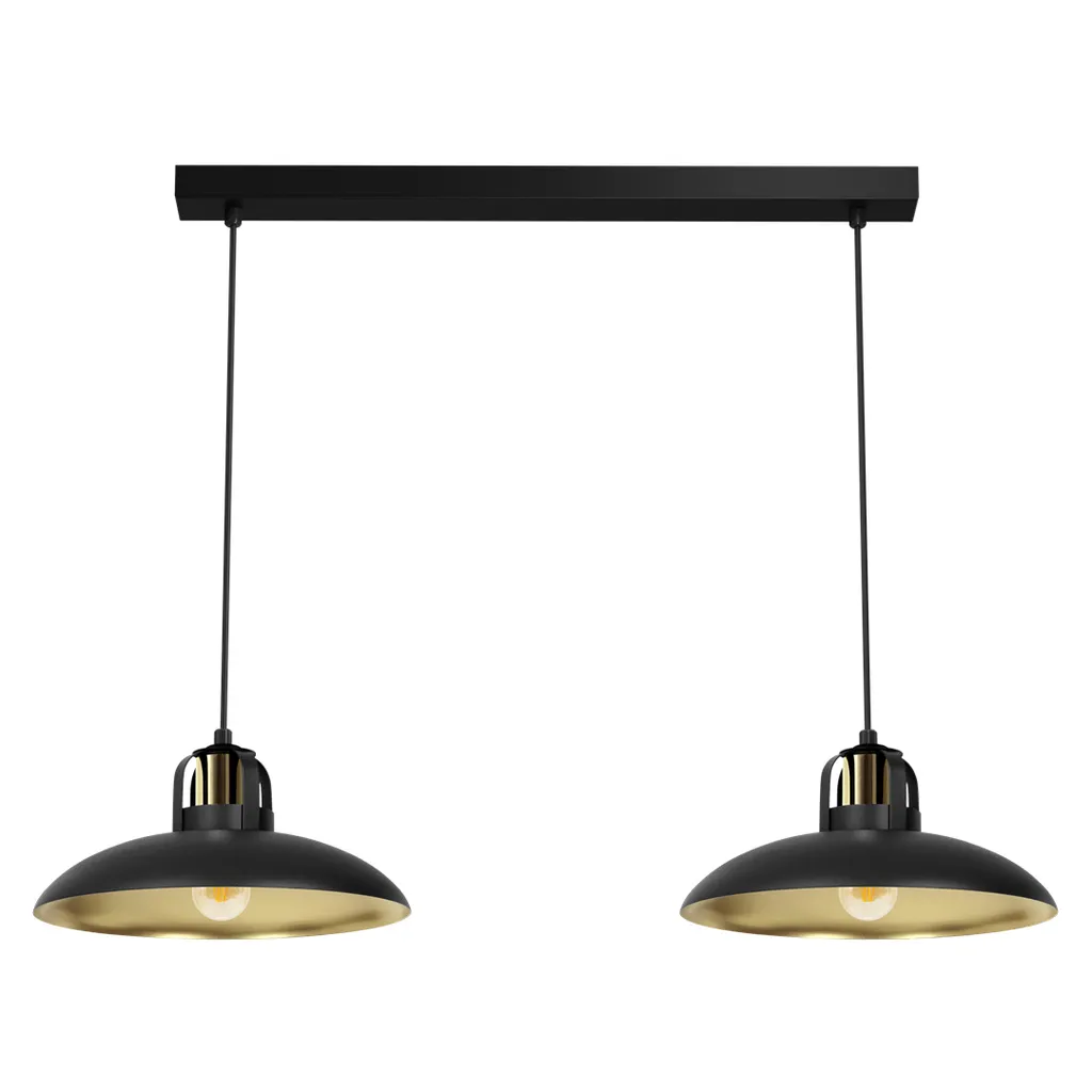Plafonnier Suspension Felix 2xE27 Noir et Doré - Éclairage de Plafond