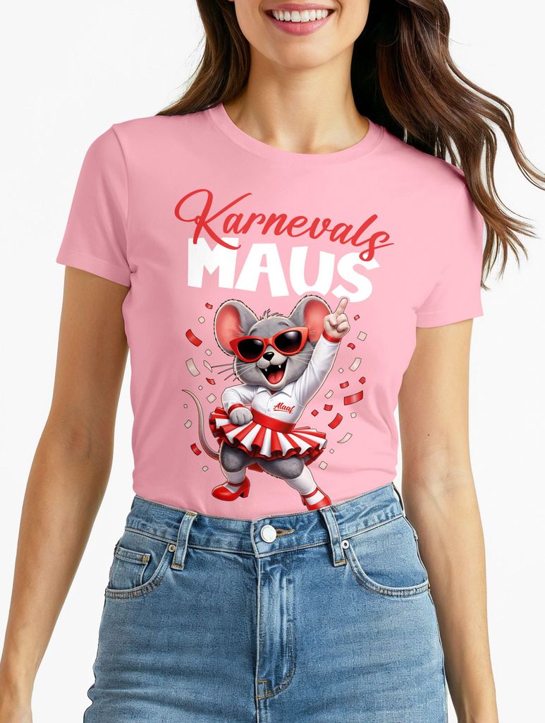 Damen T-Shirt Fasching Karneval | Maus Aufdruck | Ersatz Verkleidung Last Minute Kostüm Funshirt Moonworks