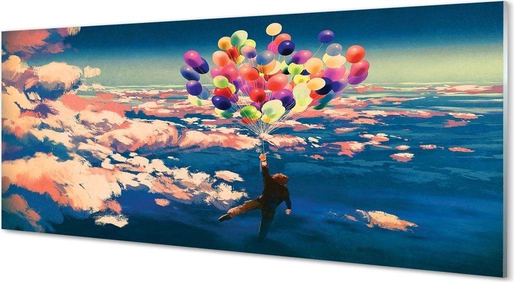 Glasbilder 125x50 Wandkunst Sky Wolken Ballons
