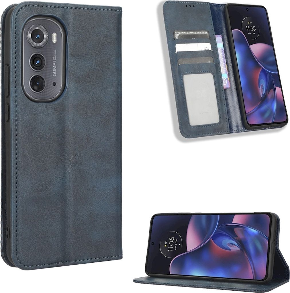 Mobigear Sensation Motorola Edge (2022) Hülle Klapphülle Geldbörse - Blau