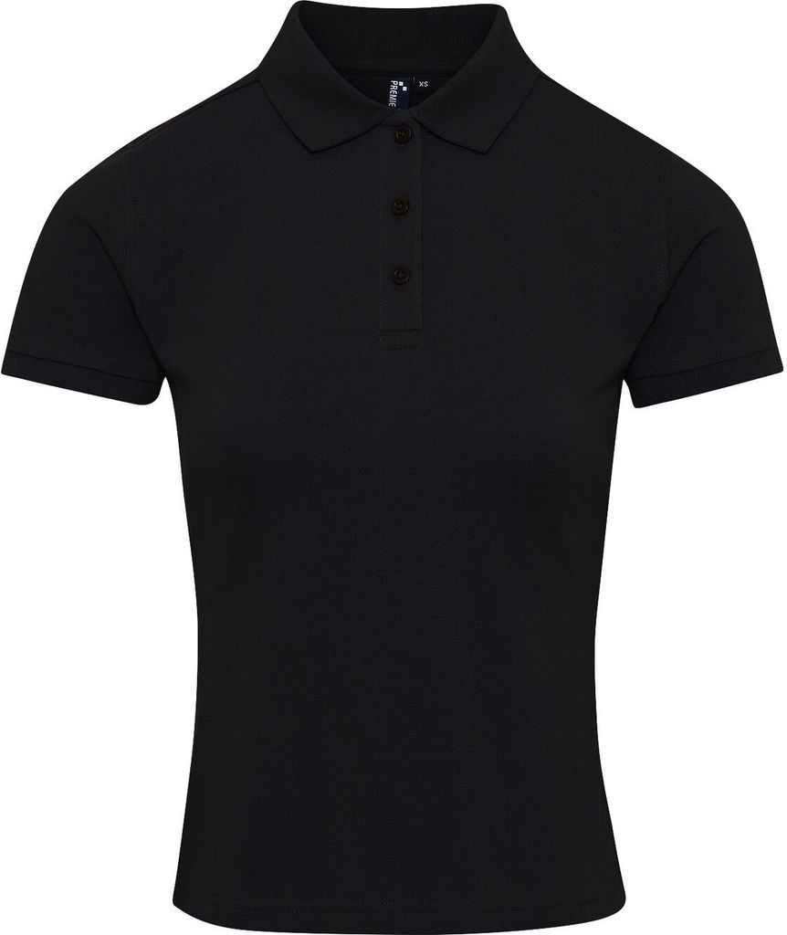 Premier Damen Polo-Shirt Coolchecker mit CoolPlus RW6269 (2XL) (Schwarz)