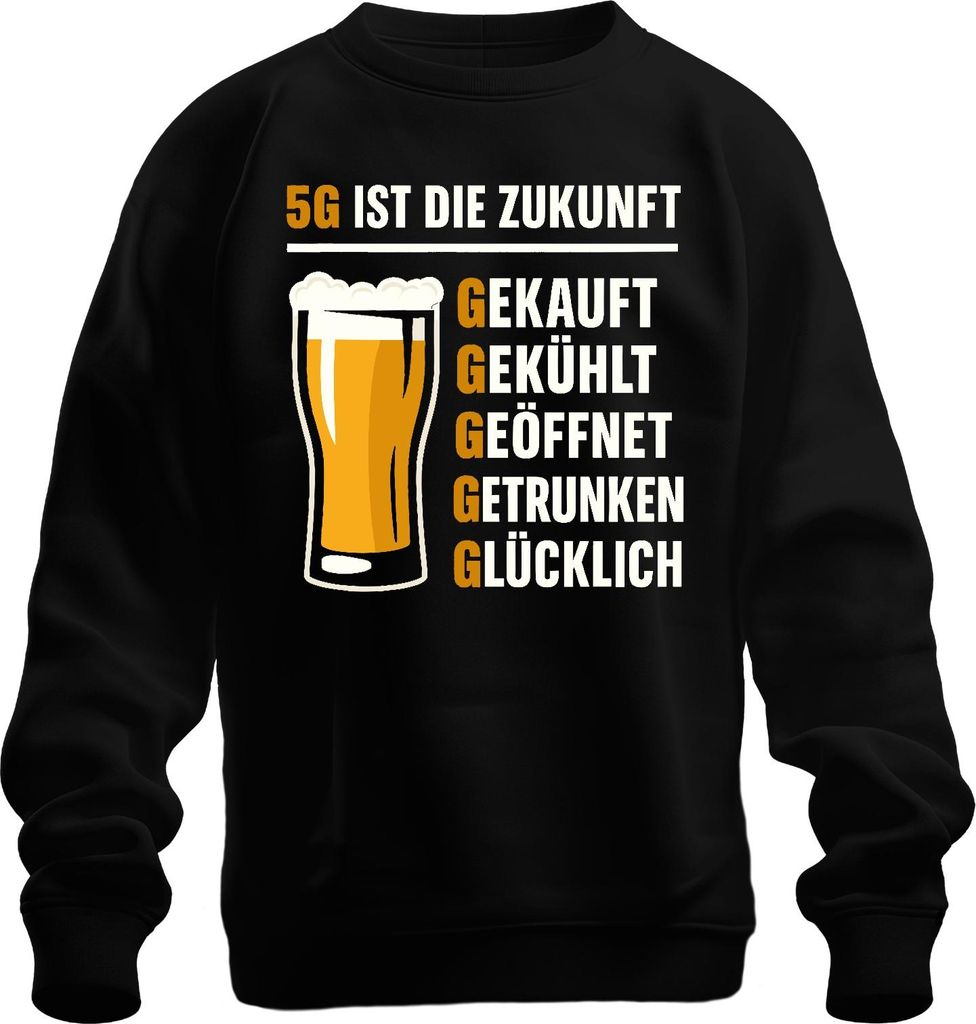 5G ist die Zukunft Gekauft Gekühlt Getrunken Bier Bierglas Kneipe Uni Sweatshirt Pullover, Schwarz, M