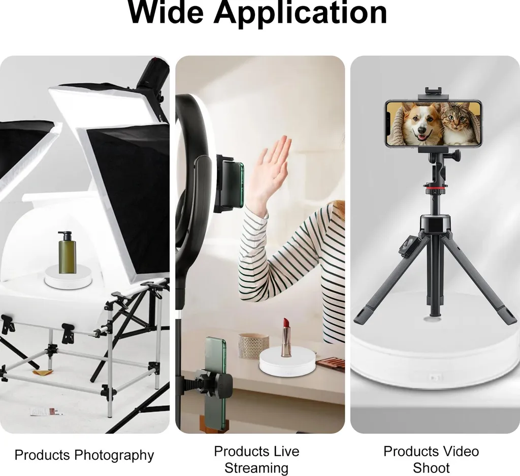 Support de présentation rotatif électrique 360° blanc LED 25 cm - 5