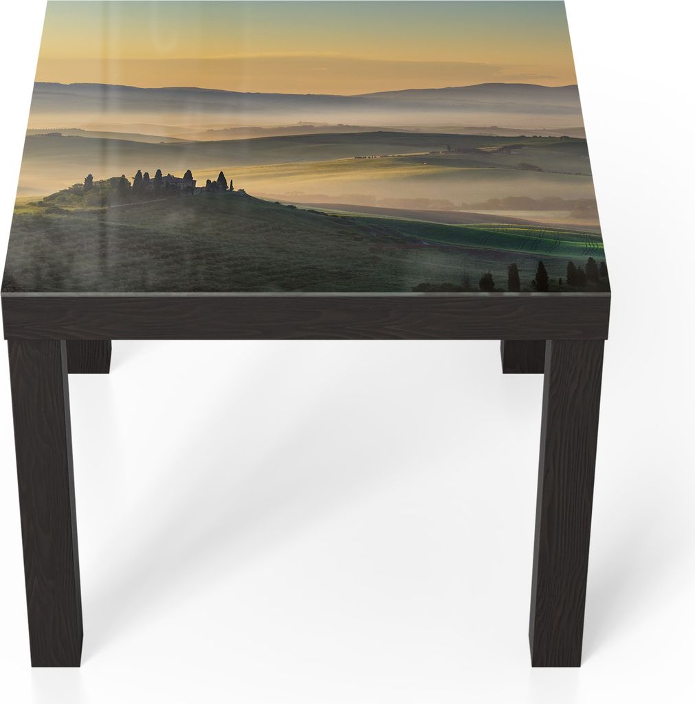 DEQORI Couchtisch 55x55 cm Schwarz 'Toskanischer Morgenzauber' Glas Beistelltisch Glastisch modern