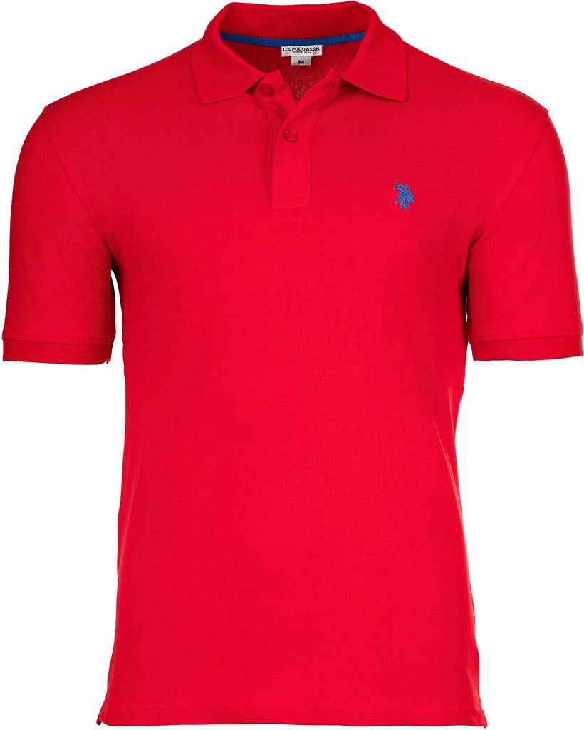 U.S. POLO ASSN. Herren Poloshirt - Piquet, Logo-Stickerei, Baumwolle Stretch Rot S