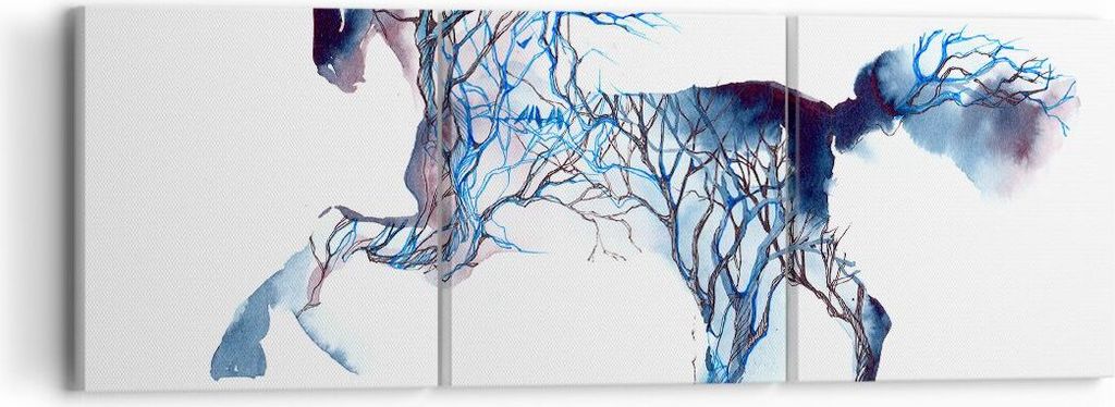 Bild auf Leinwand - Leinwandbild - natur malen schön Hengst - 90x30cm - Wand Bild - Wanddeko - Leinwanddruck - Bilder - Kunstdruck - Wanddekoratio...