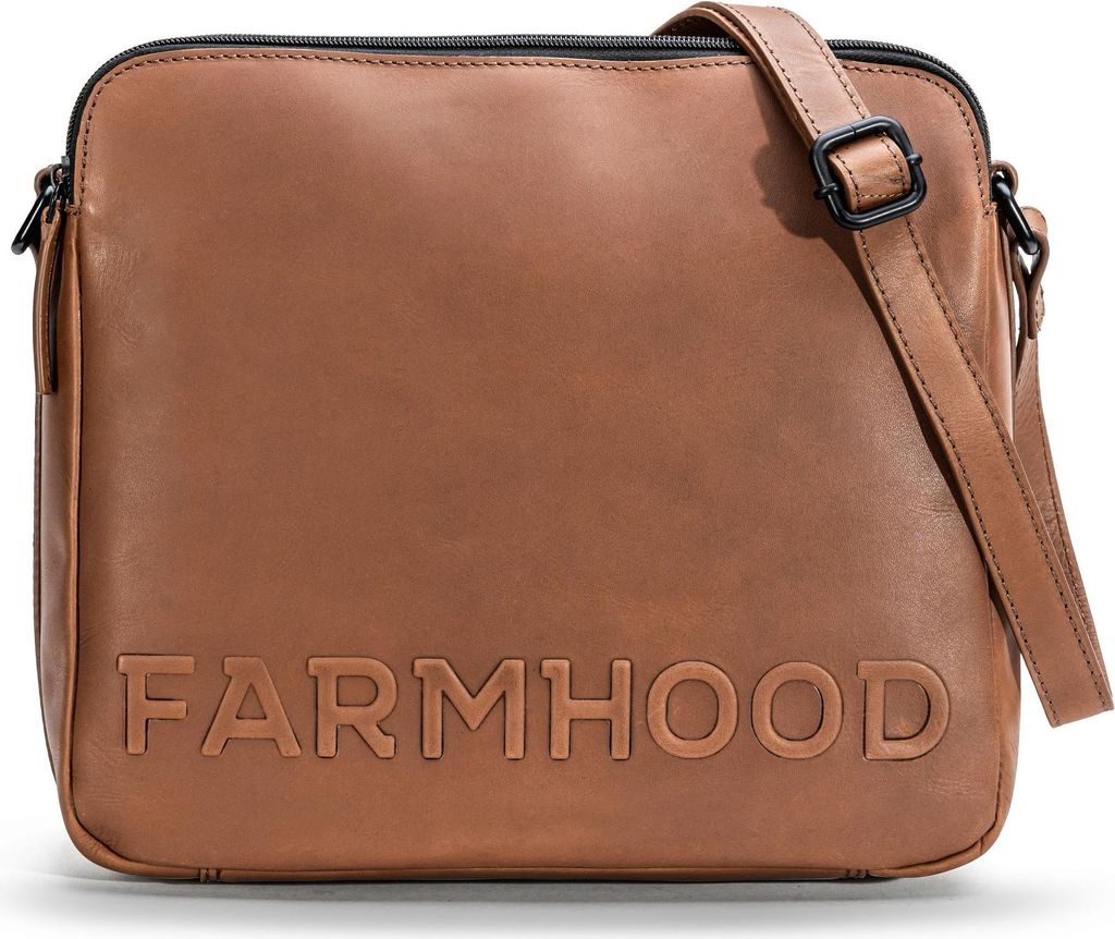 Farmhood Leder Umhängetasche Nashville Crossbody Bag Mid Brown braun