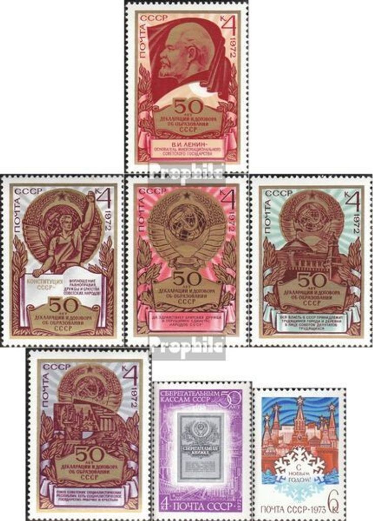 Briefmarken Sowjetunion 1972 Mi 4053-4057,4061,4062 (kompl.Ausg.) gestempelt Gründungstag der UdSSR