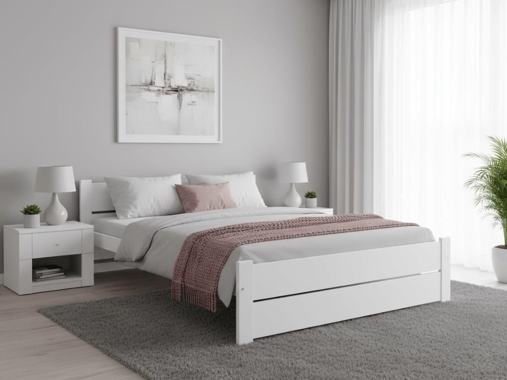 Posteľ IKAROS DOUBLE 140 x 200 cm, biela Matrac: bez Obrázok produktu 