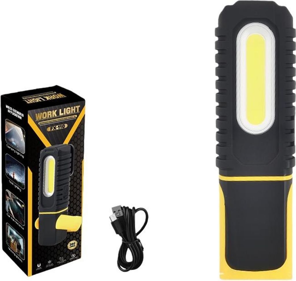 ZELURXX LED Arbeitsleuchte Magnetisch 180° Drehbar Wiederaufladbar Handlampe Werkstatt Licht COB Taschenlampe Outdoor Camping Gelb