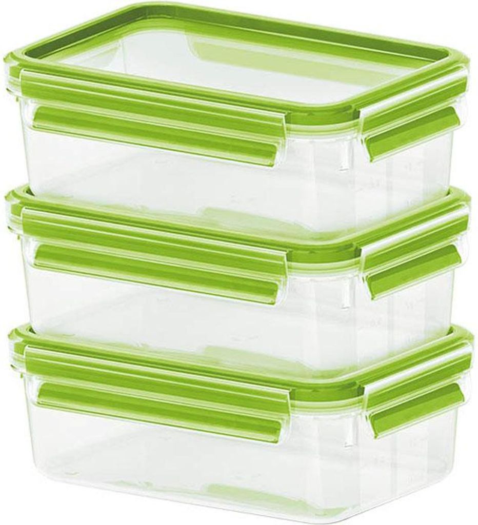Emsa Clip&Close Frischhaltedosen 3er-Set 0,55 l, Grün Produktbild 