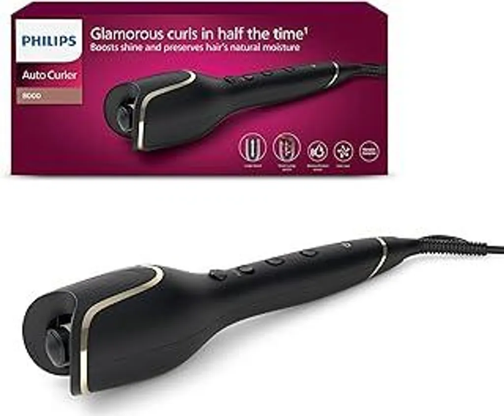 Philips arricciacapelli automatico Serie 8000, arricciacapelli, 27 diverse opzioni di styling, nero, modello BHB876/00