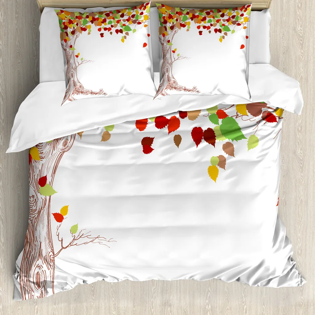 ABAKUHAUS Set copripiumino per letti matrimoniali, tema Madre Terra Alberi, antiacaro, adatto a chi soffre di allergie, con federe, multicolore