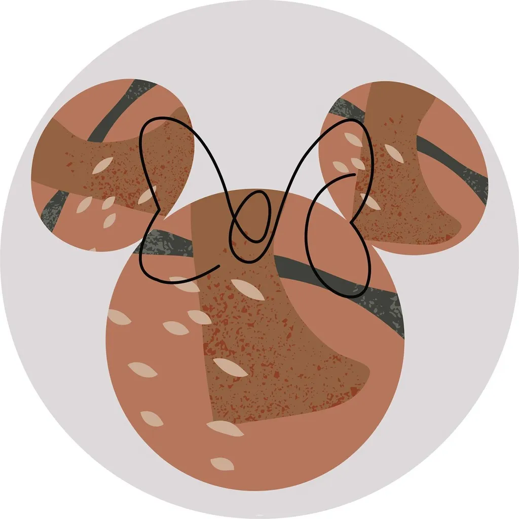 Wallpaper Rotondo Disney Minnie Mouse Rosa Terracotta 128cm Autoadesivo