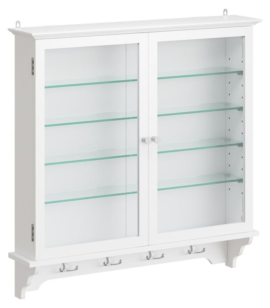 SoBuy Wandvitrine FSB114-E-W klassisch weiß mit Glastüren und Ablagen