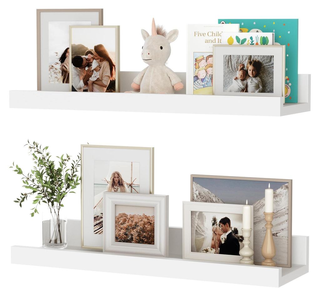 Wandregal, 2er-Set, 40 cm schwebendes Regal aus MDF-Holz, Wandablage für Bilderrahmen und Dekorationen, Industriedesign, geeignet für Arbeitszimm...