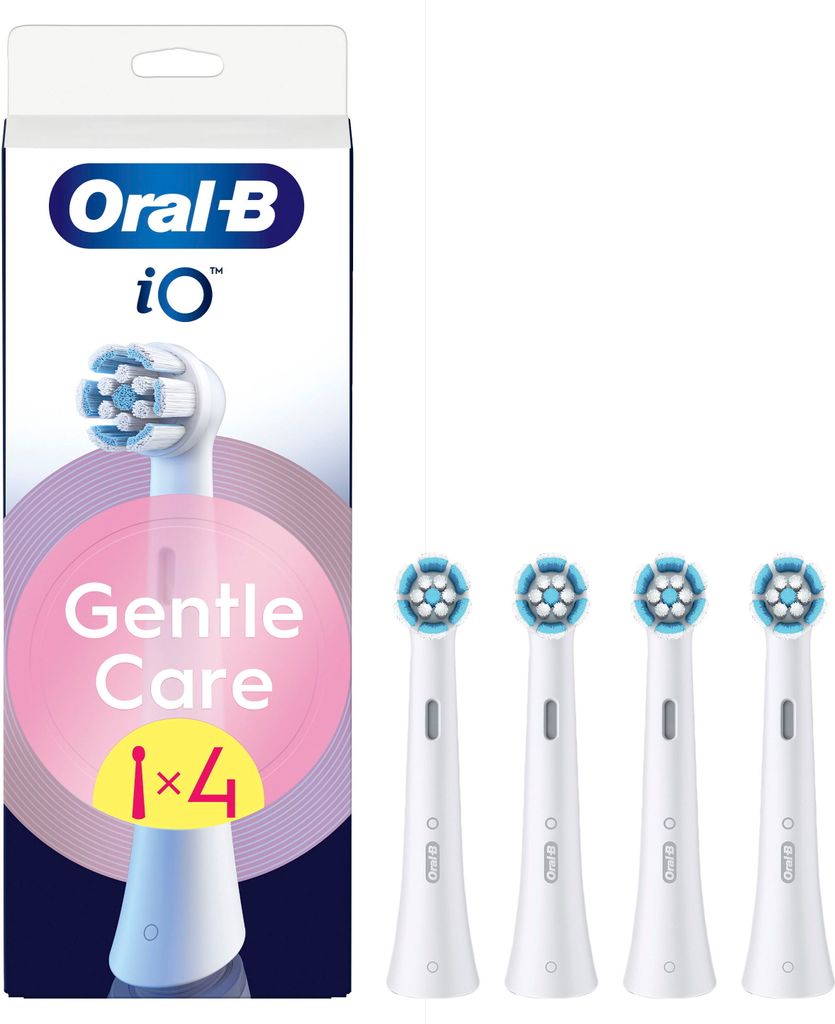 Oral-B iO Gentle Clean Aufsteckbürsten Weiß, 4 Stück, Original Ersatzbürsten für iO Serie