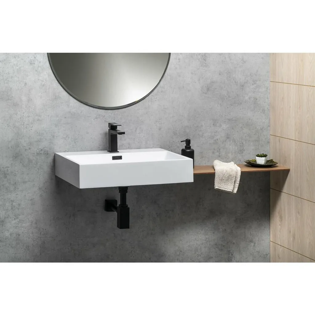 Lavabo AQUATIC Bianco 60x46cm in Marmoresina | Design Contemporaneo - 4