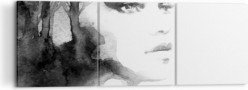 Bild auf Leinwand - Leinwandbild - Porträt Malerei Frau Gesicht - 120x40cm - Wand Bild - Wanddeko - Leinwanddruck - Bilder - Kunstdruck - Wanddeko...