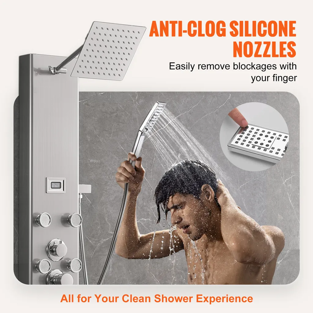 Colonne de Douche Hydromassante Multifonction en Acier Inoxydable - 4