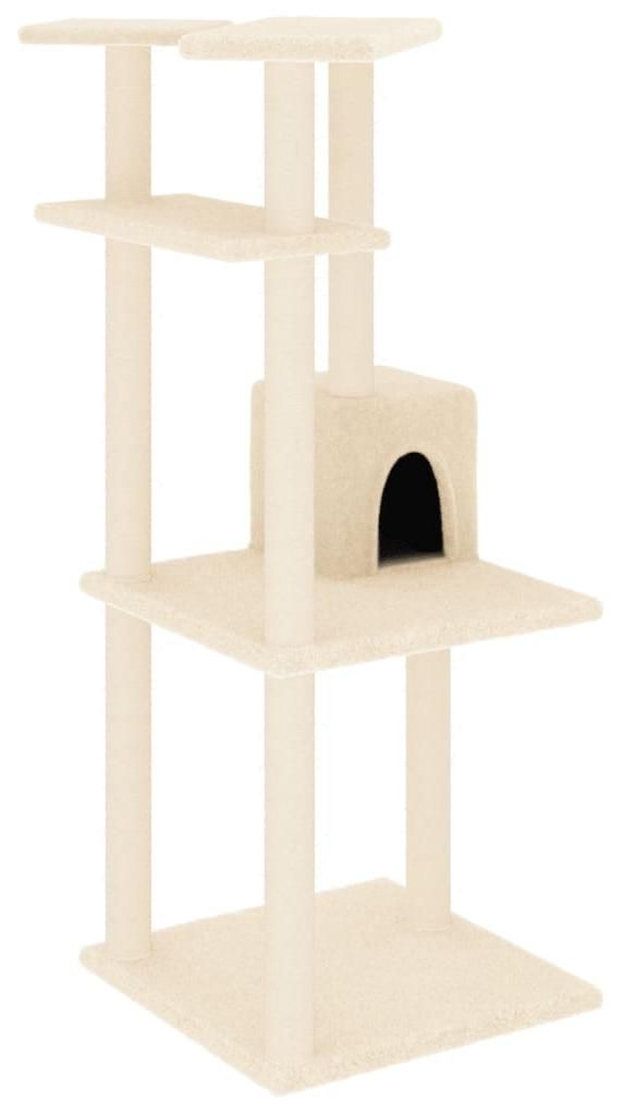vidaXL Kratzbaum mit Sisal-Kratzsäulen Creme 123 cm