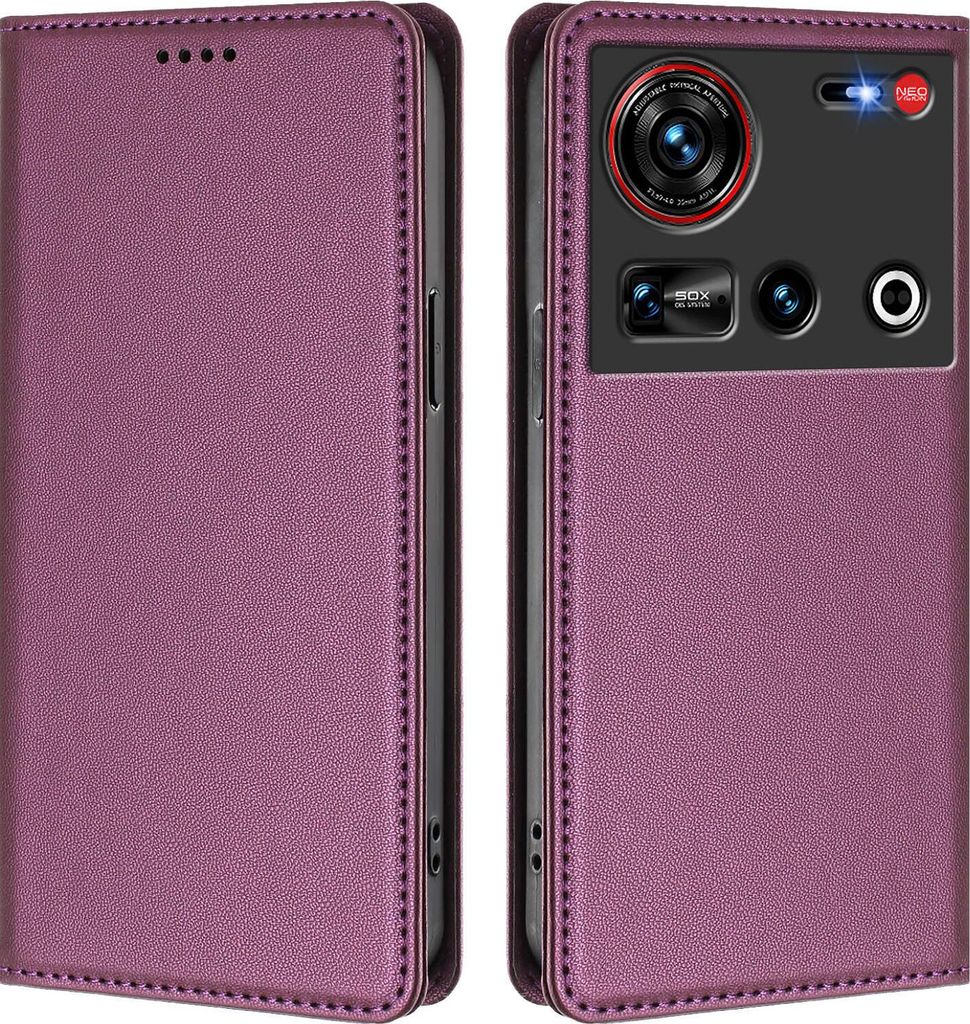 Handyhülle für ZTE Nubia Z70 Ultra/Z70S Ultra, Kunstleder Klapphülle Stoßfeste Magnetische Hülle mit Ständer Lila